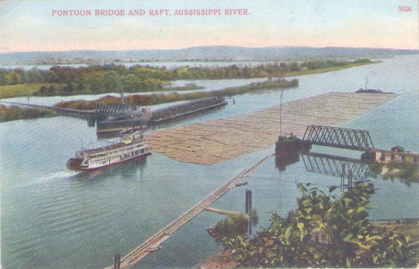 Pontoon Bridge and Raft, Mississippi River