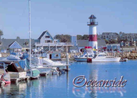 Oceanside, lighthouse and boat harbor