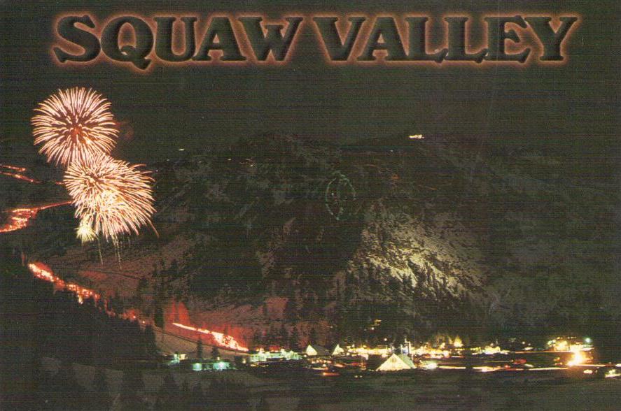 Fireworks dot the sky at Squaw Valley