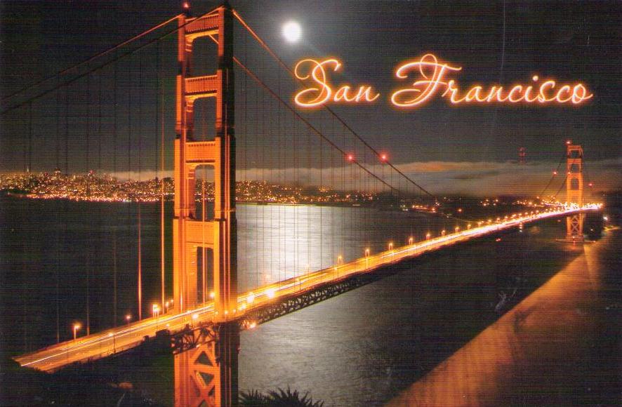 San Francisco, Golden Gate Bridge – Full Moon and Fog