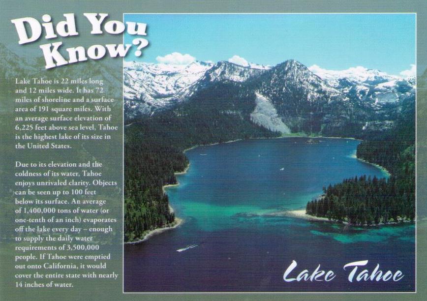 Lake Tahoe – Did You Know?