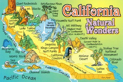 California Natural Wonders, map