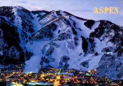 Aspen, town and mountain at dawn