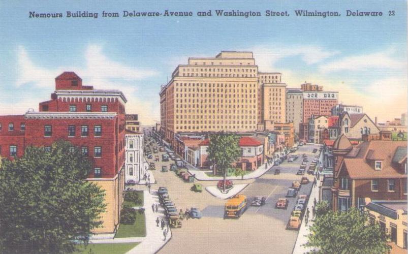 Wilmington, Nemours Building from Delaware Avenue and Washington Street