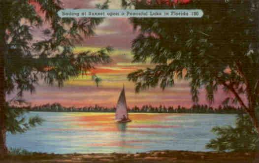 Sailing at Sunset upon a Peaceful Lake