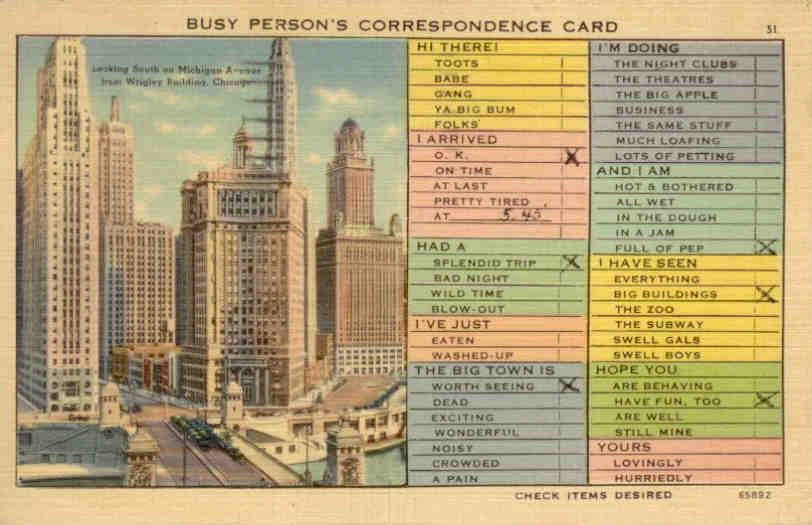 Busy Person’s Correspondence Card