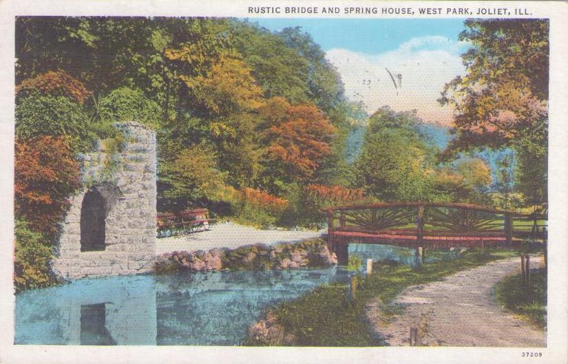 Joliet, West Park, Rustic Bridge and Spring House