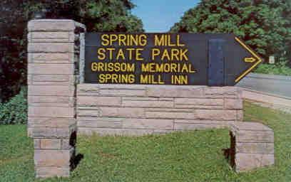 Mitchell, Spring Mill State Park Entrance Sign