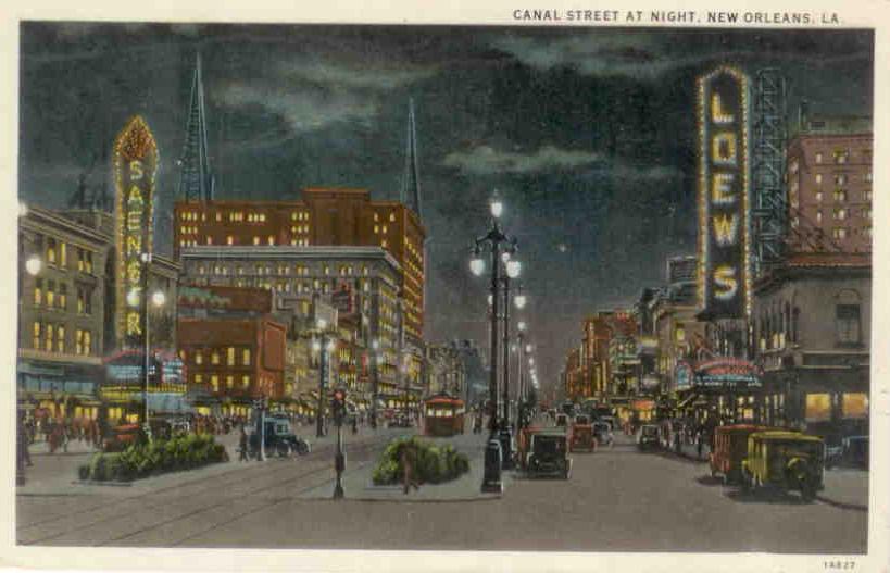 New Orleans, Canal Street at night (border)