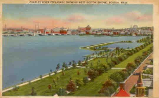 Boston, Charles River Esplanade and West Boston Bridge