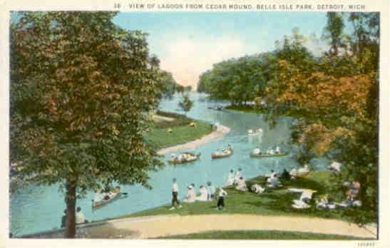 Detroit, View of lagoon from Cedar Mound, Belle Isle Park