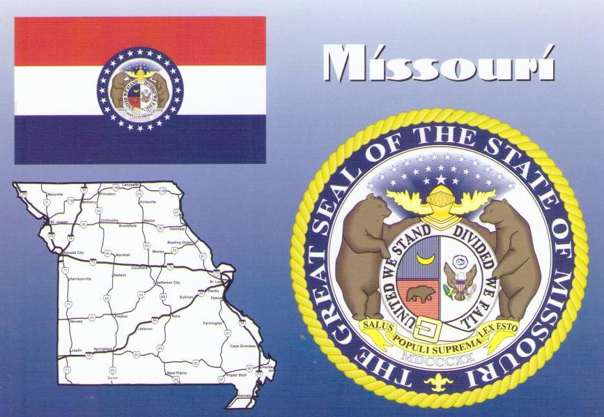 Map, flag, and seal