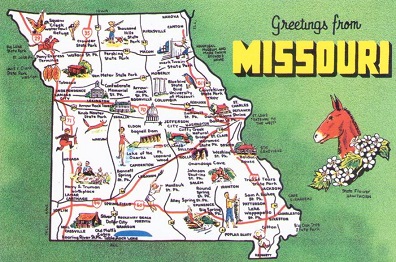 Greetings from Missouri, map