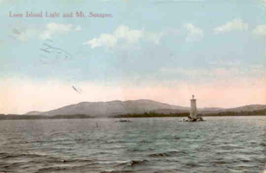 Loon Island Light and Mt. Sunapee
