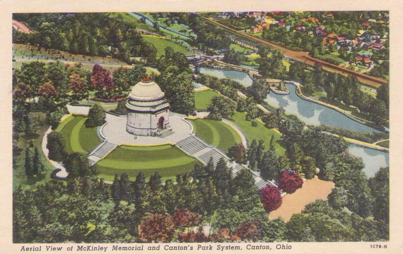 Canton, Aerial View of McKinley Memorial and Canton’s Park System