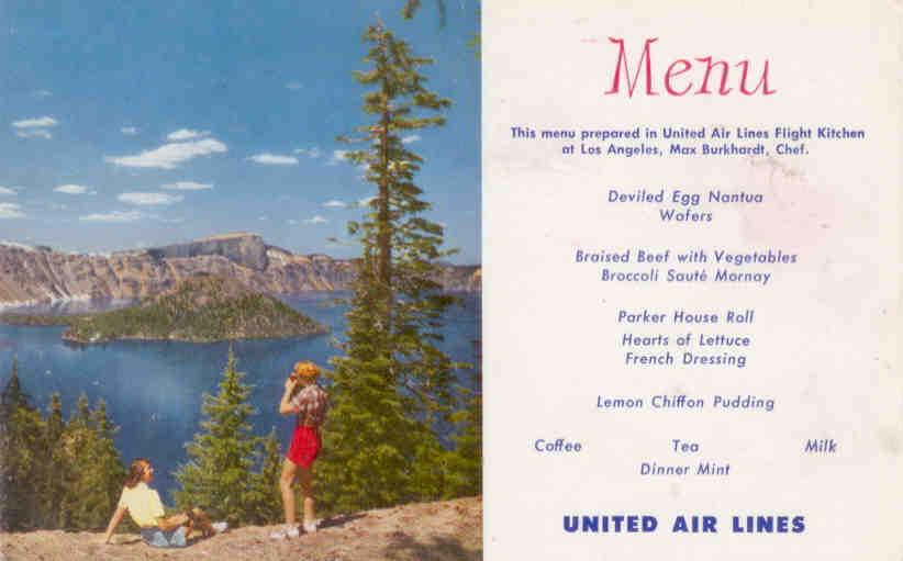 Crater Lake, on United Airlines menu