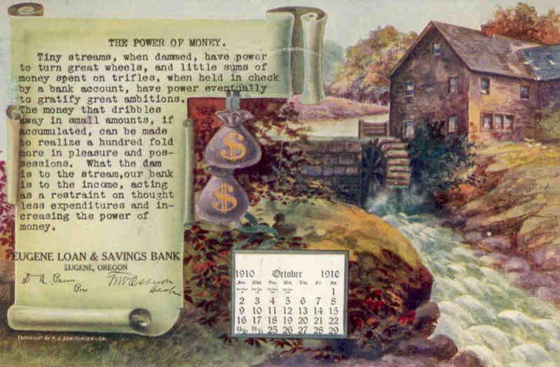 Eugene Loan & Savings Bank, October 1910 calendar