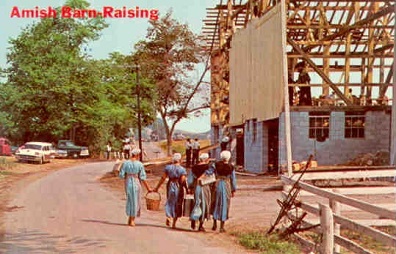 Amish barn raising