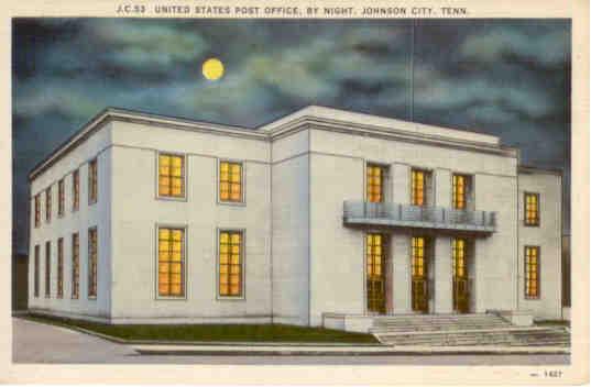 Johnson City, U.S. Post Office, by night
