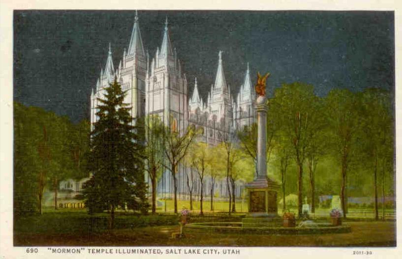 Salt Lake City, Mormon Temple illuminated