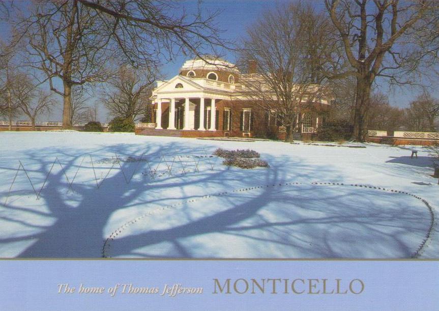 Monticello, West front after a snowfall