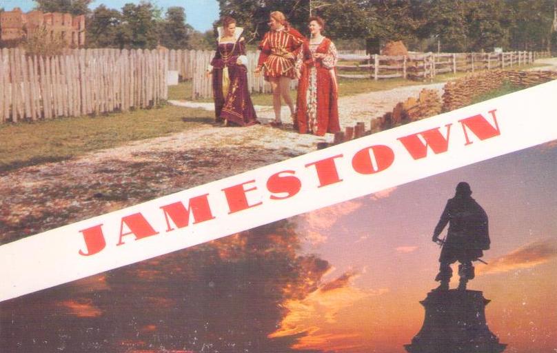 Jamestown, street and John Smith statue