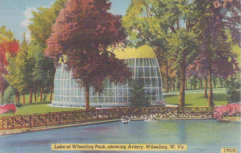 Wheeling, Lake at Wheeling Park, showing Aviary