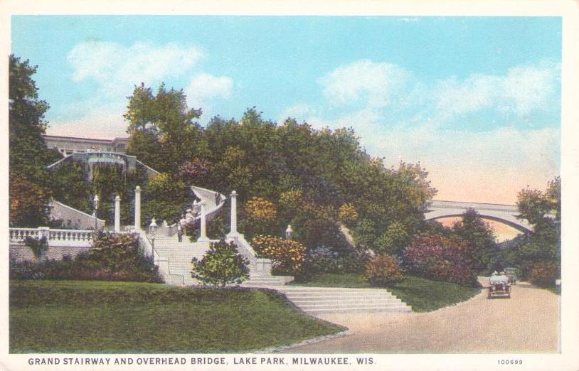 Milwaukee, Lake Park, Grand Stairway and Overhead Bridge