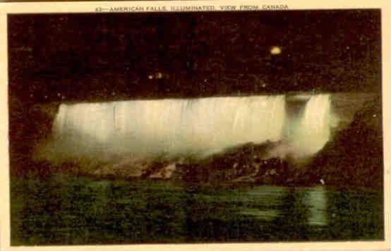 American Falls, Illuminated, view from Canada