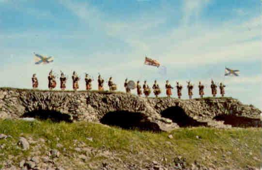 Louisbourg, Nova Scotia – pipers on ramparts (Canada)