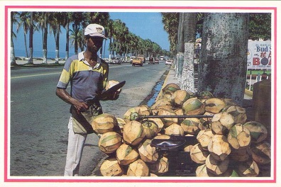 Santo Domingo, Coconut vendor at Dike