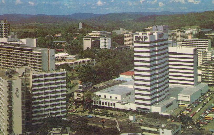 Panama City, partial view of hotel and banking area