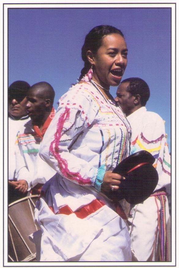Afro Bolivian girl from the Yungas region dancing the saya