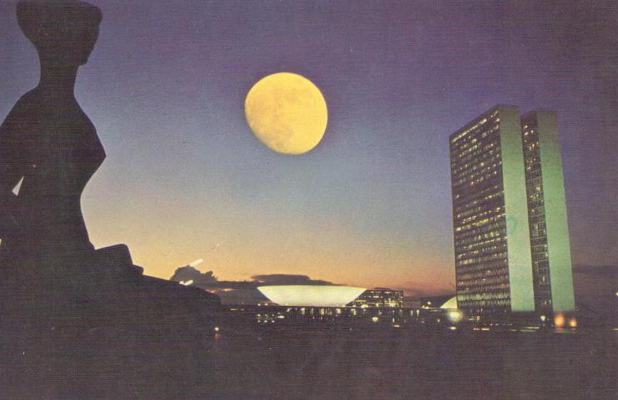Brasilia – DF – National Congress and moon