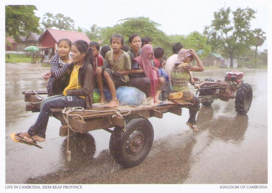Siem Reap Province, flatbed in the rain