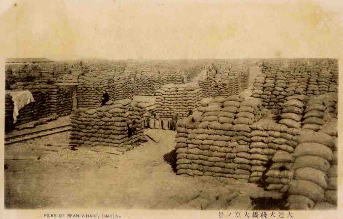 Dairen (Dalian), piles of bean wharf