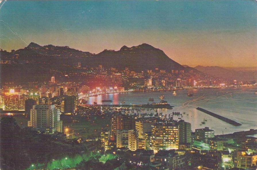 Evening Scene of Hong Kong Island Viewed from Causeway Bay