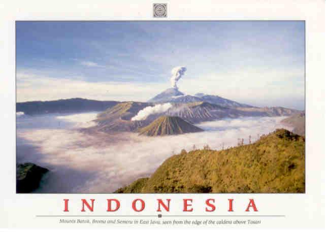 Mounts Batok, Bromo and Semeru in East Java
