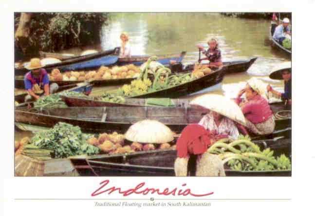 Traditional Floating market in South Kalimantan