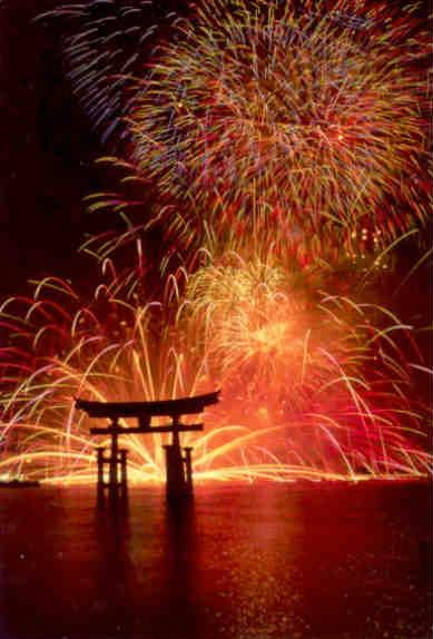 Hiroshima, Itsukushima Shrine, fireworks