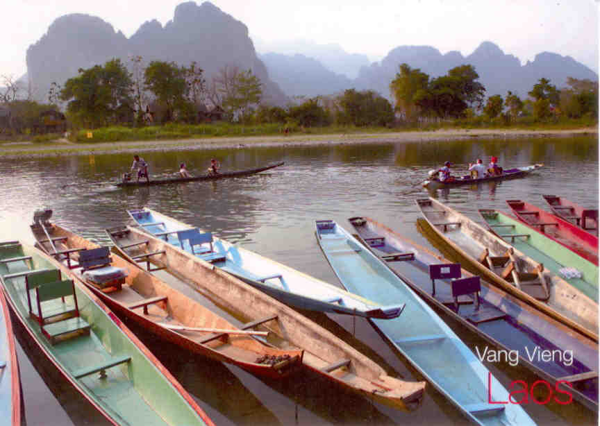 Vang Vieng, Song River, boats