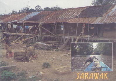 Sarawak, Iban longhouse and Skrang River