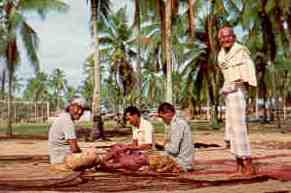 Mending fishing nets