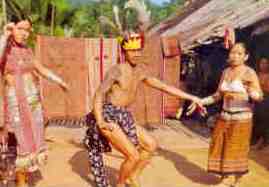 Dayaks dancing in the Long House