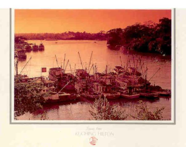 Kuching, fishing trawlers on Sarawak River