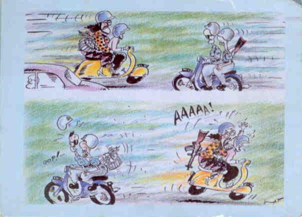Cartoonist Lat, motorcycling