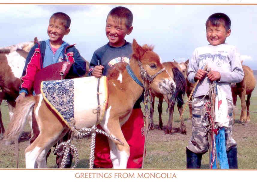 Greetings from Mongolia, boys and pony