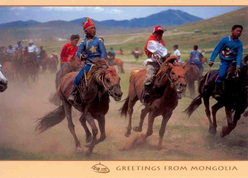 Greetings from Mongolia, Naadam Festival horse race