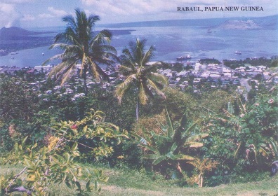 Rabaul Town with Tavurvur (Active) and Vulcan (Dormant)