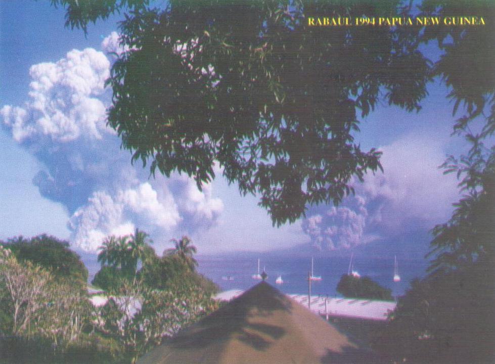 Vunapope, Rabaul – Vulcan and Tavurvur erupting in 1994